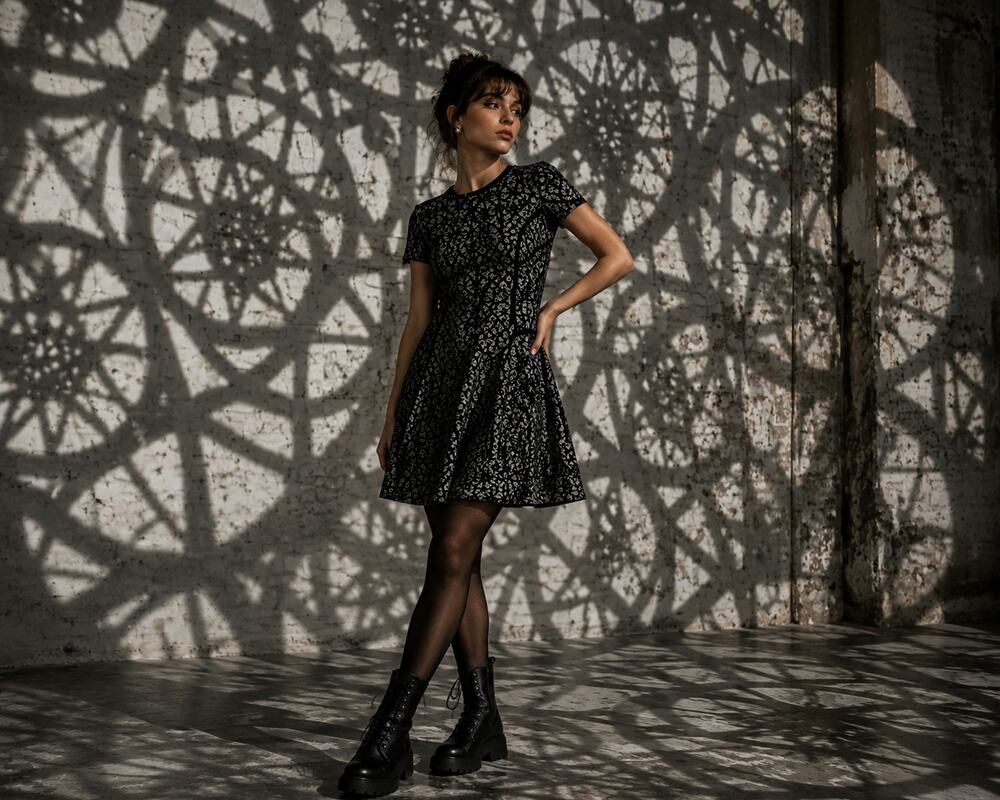 Alfani Petite 8P Black Lace Dress Fit Flare Cocktail Work Office Elegant